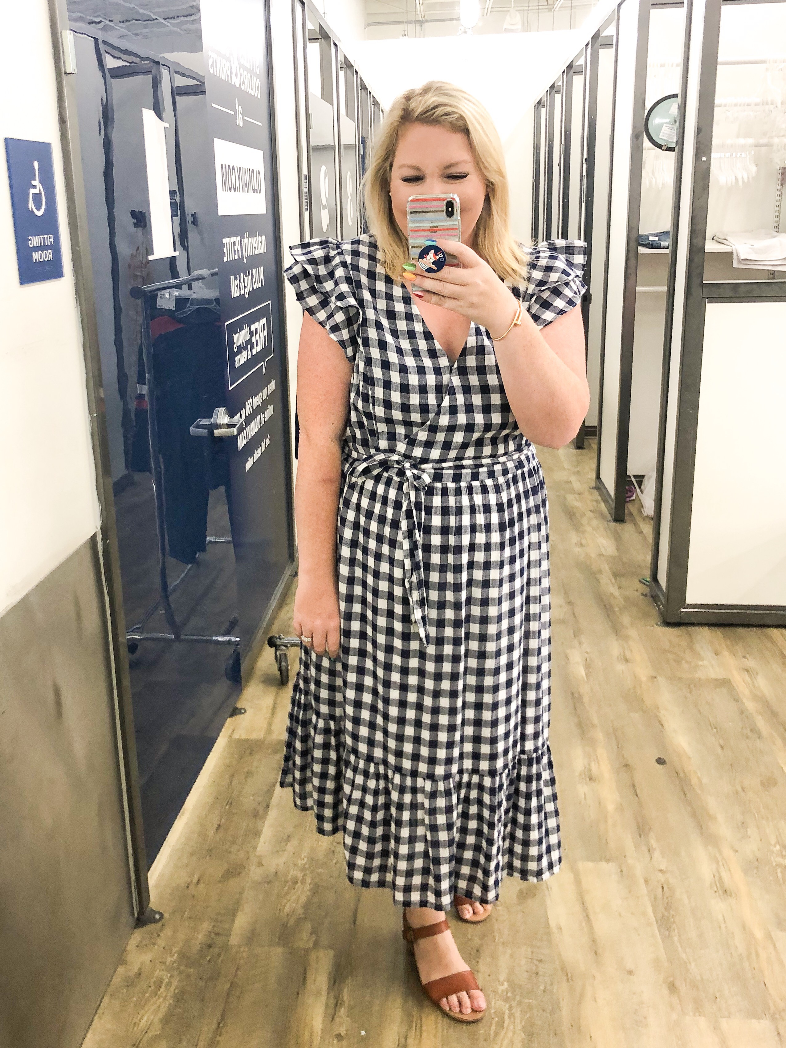 old navy gingham wrap dress
